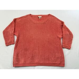 Joie Linen Lightweight Pullover Sweater Orange XS Oversized Coastal Lagenlook